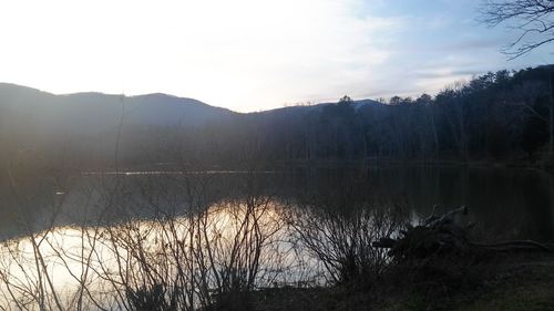 Scenic view of lake and mountains