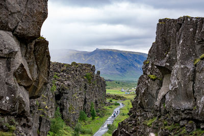 Panoramic view of landscape and mountains against sky