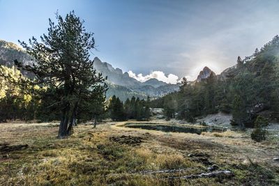 Scenic view of mountains against sky