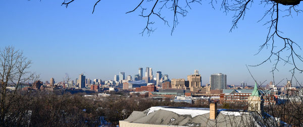 High angle view of buildings in city