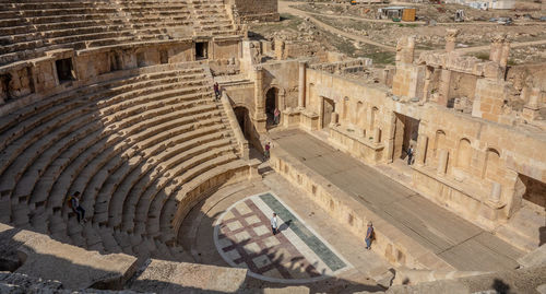 High angle view of old ruins in city