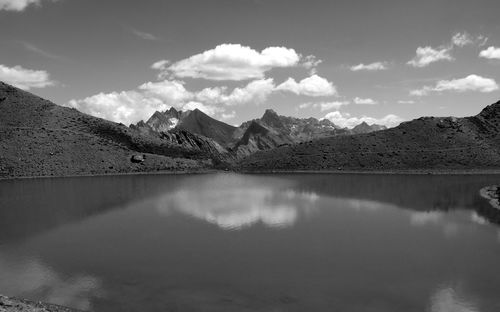 Clouds and reflection, lac de l'etoile. in the background, aiguilles and  brec de chambeyron
