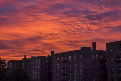 Buildings against sky during sunset