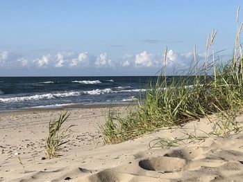 Scenic view of beach against sky