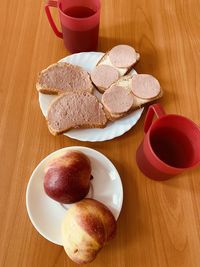 High angle view of food on table