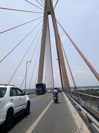 View of suspension bridge against sky