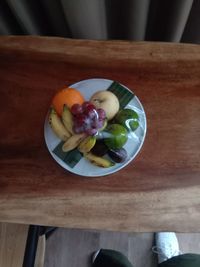 High angle view of breakfast in bowl on table