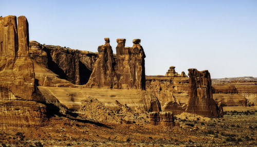 Ruins of rock formations against sky