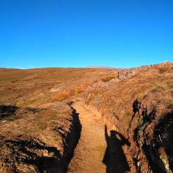 Panoramic view of landscape against clear blue sky, from an ancient roman canal