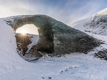 Scenic view of snowcapped mountain against sky