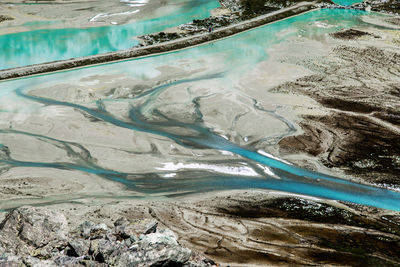 Drone view of river delta 