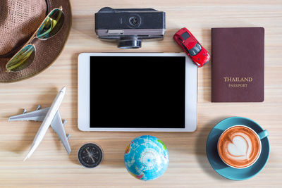 Directly above shot of objects on table