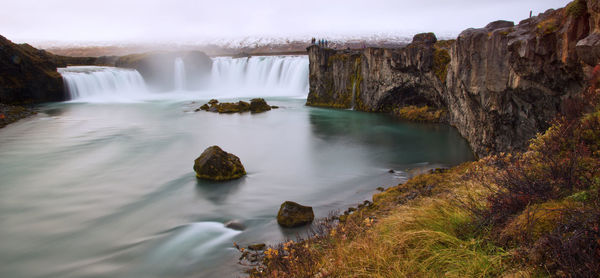 Scenic view of waterfall