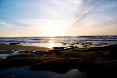 Scenic view of sea at sunset