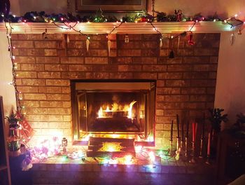 Illuminated lights at night