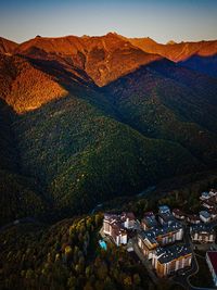 High angle view of townscape against sky