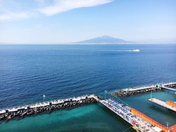 High angle view of sea against sky