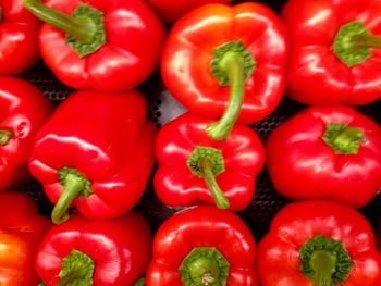 Full frame of red bell peppers