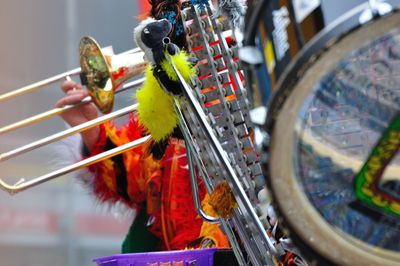 Marching band performing during traditional festival