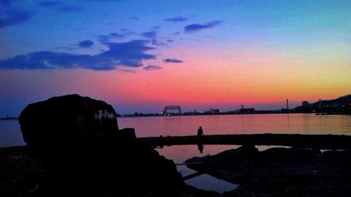 Scenic view of sea at sunset