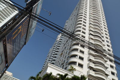 Low angle view of modern buildings against sky