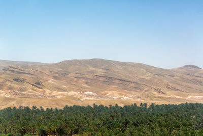 Scenic view of mountains against clear sky