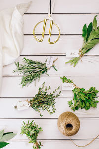 Directly above shot of christmas decorations on table