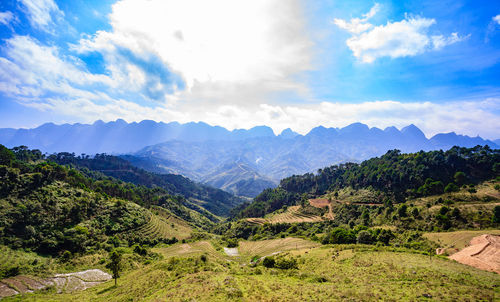 Scenic view of mountains against sky