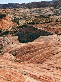 Aerial view of rock formations in the valley of fire