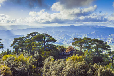 Scenic view of mountains against sky