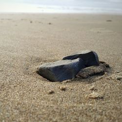 Surface level of pebbles on beach