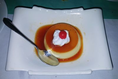 Close-up of served food in plate