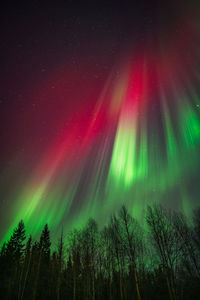 Low angle view of illuminated buildings against sky at night
