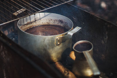 Close-up of preparing tea