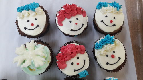 Close-up of cupcakes on table