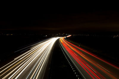 Light trails on highway at night