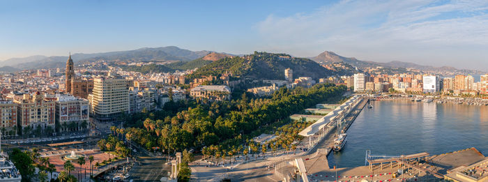 Malaga, spain - june 29, 2018. panoramic view of the malaga  cathedral of the incarnation, spain