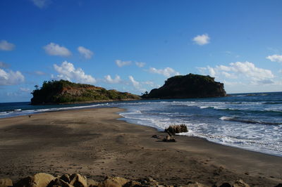 Scenic view of beach against sky