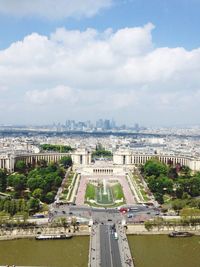 High angle view of cityscape seen from eiffel tower