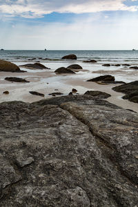 View of calm beach against the sky