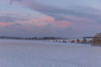 Scenic view of field against sky during sunset