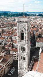 High angle view of buildings in city