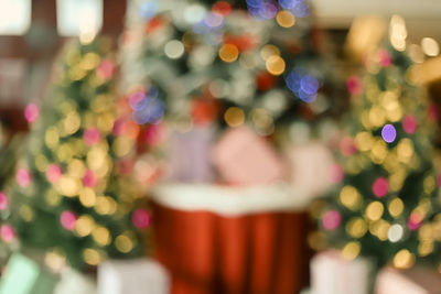 Defocused image of illuminated christmas tree