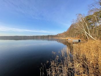 Scenic view of lake against sky