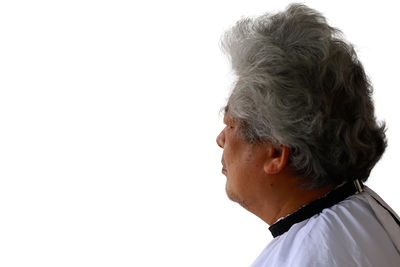 Portrait of man against white background