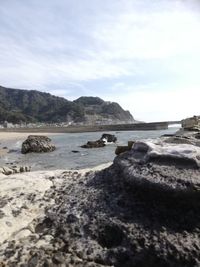 Scenic view of beach against sky