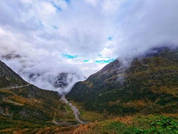 Scenic view of mountains against sky