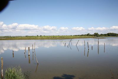 Scenic view of lake against sky