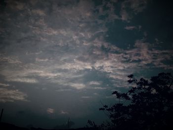 Low angle view of silhouette trees against sky