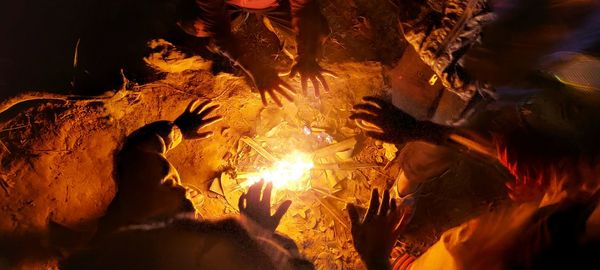 Close-up of bonfire at night